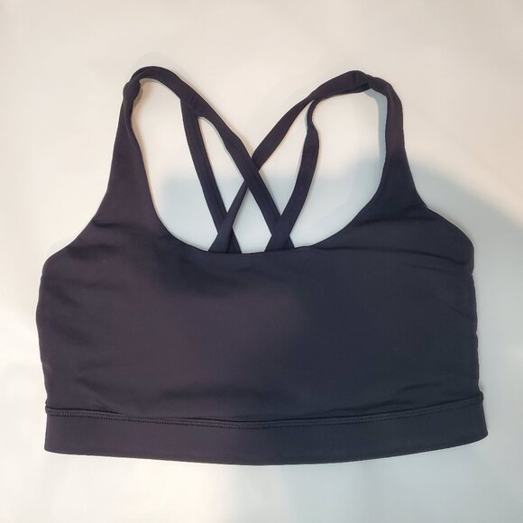 2 Pack Lululemon Energy Bras 1 Black 1 Blue Linen Size 6 Med Sup size B, C cups - Picture 2 of 16